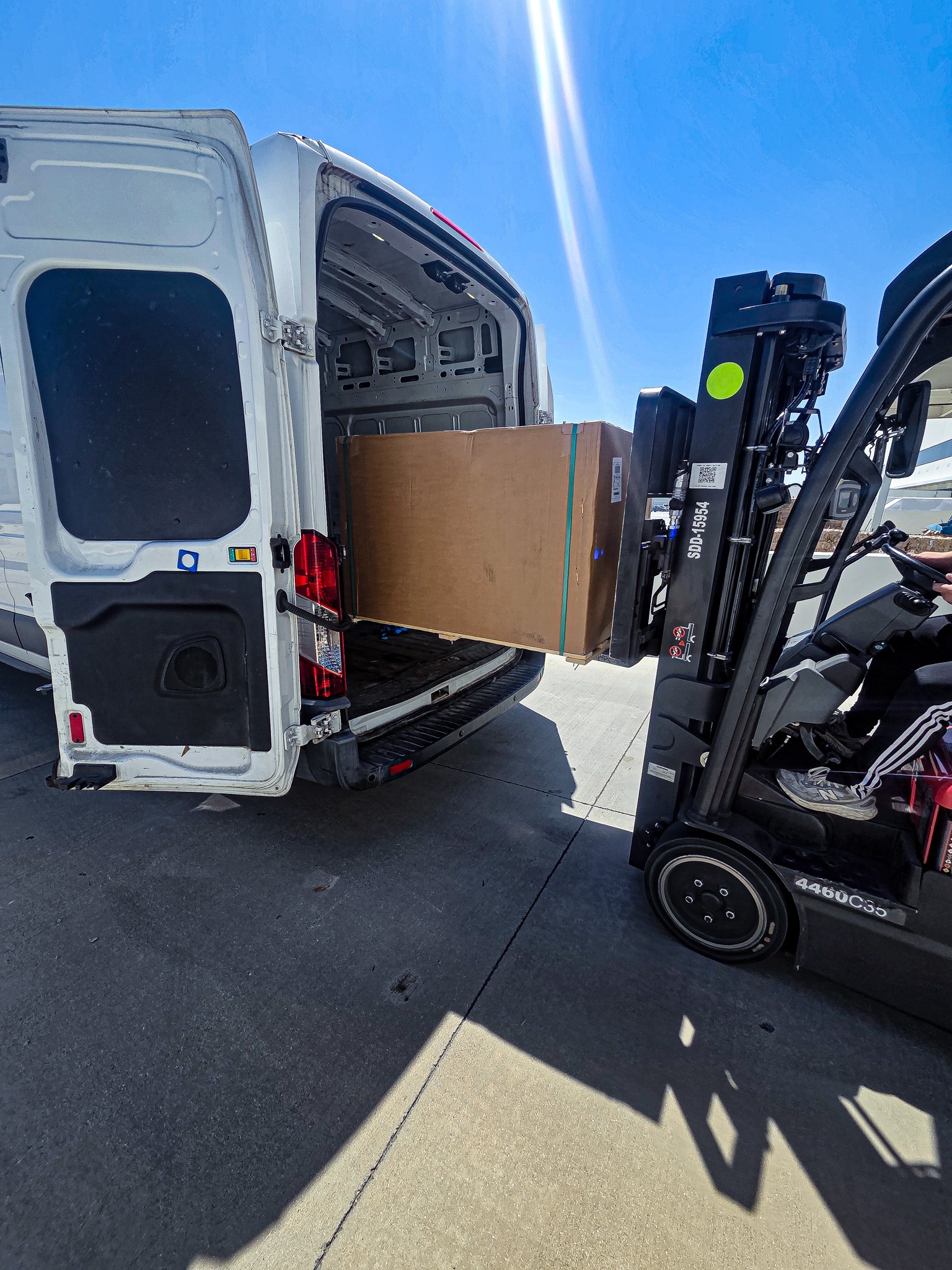Forklift-assisted loading into Goldmark cargo van